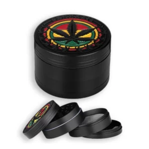 Rasta Leaf Grinder 4 Piece Grinder - Black Leaf