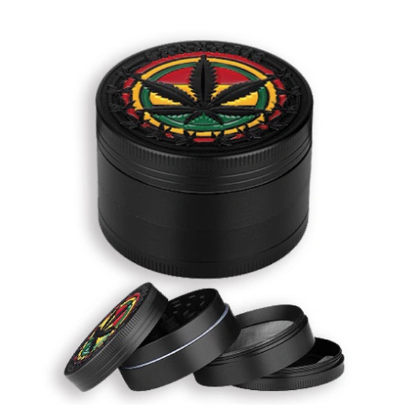 Rasta Leaf Grinder 4 Piece Grinder - Black Leaf